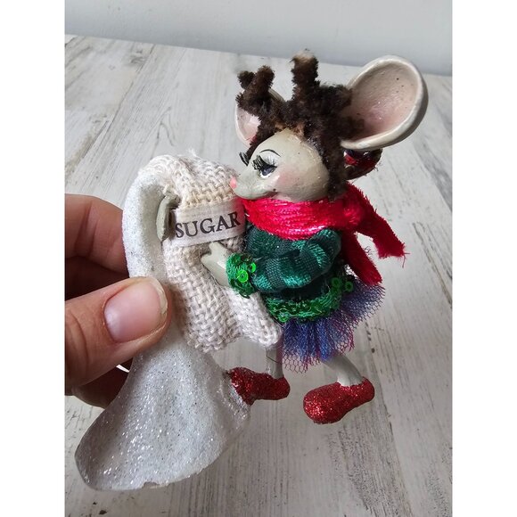 grandin road macie sugar plum mouse figurine RARE reindeer statue Xmas decor - Picture 2 of 8